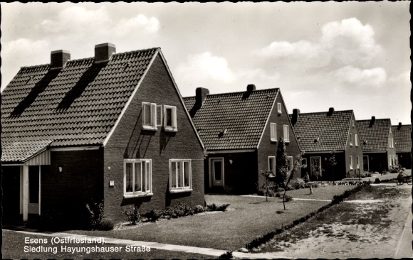 Postcard Esens Ostfriesland, settlement Hayungshauser Straße