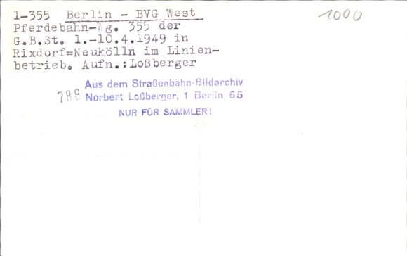 Photo Berlin Neukölln, BVG West, horse-drawn tram car 355 in regular service