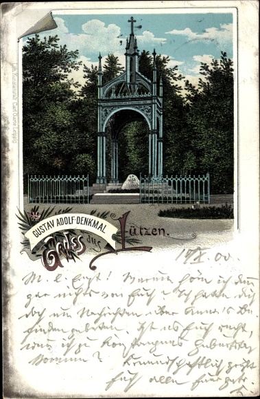 Litho Lützen im Burgenlandkreis, Gustav Adolf Denkmal
