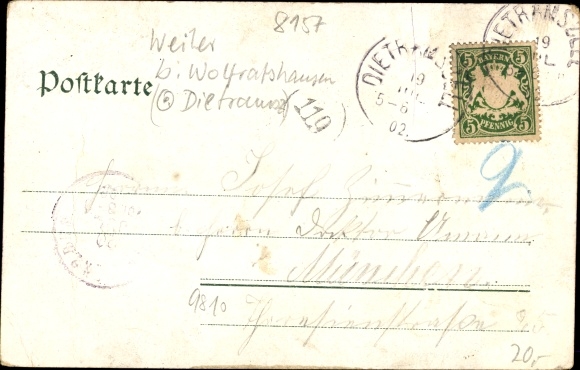 litho die Egling schaadt in Opper-Beieren, herberg, Weihermühle