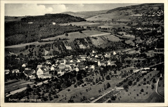 Postcard Gurtweil Waldshut Tiengen am Hochrhein, aerial photograph