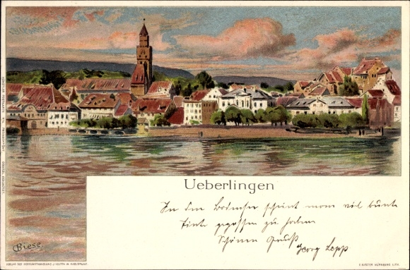 Artysta lito Biese, C., Überlingen w powiecie Jeziora Bodeńskiego w Badenii-Wirtembergii, wieś, nad wodą