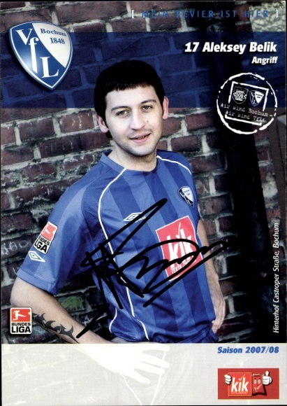 Autogrammkarte Fußballer Aleksey Belik, VfL Bochum, Autogramm