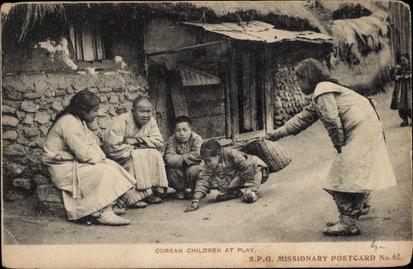 Postcard Korean Children at Play, SPG Mission PC