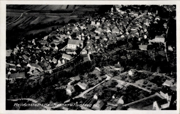 Postcard Mellrichstadt in Lower Franconia, aerial photograph