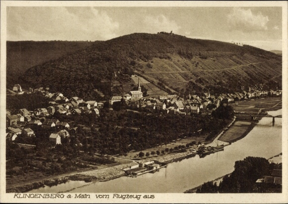Postcard Klingenberg am Main Lower Franconia, aerial photograph