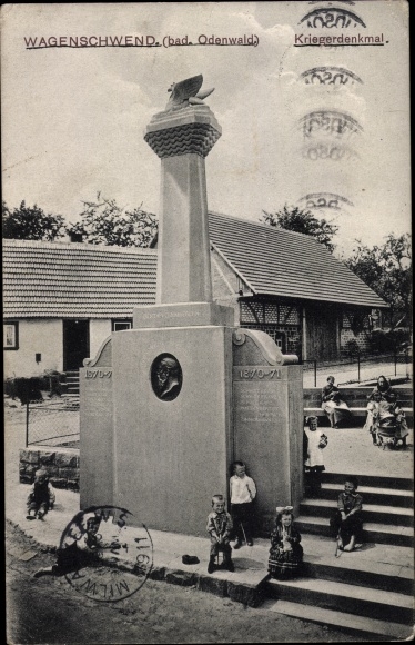 Postcard Wagenschwend Limbach in the Odenwald Baden, war memorial