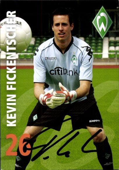 Autogrammkarte Fußballer Kevin Fickentscher, Werder Bremen, Autogramm