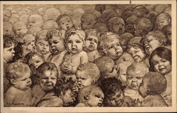 Artist PC Kaulbach, Friedrich August, Germany&#39;s future, protection of infants, protection of small children