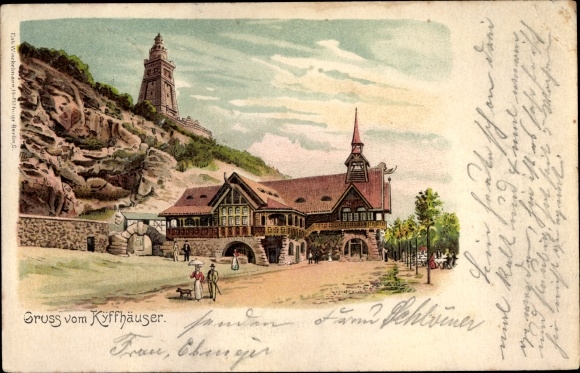 Litho Kyffhäuser Deutschland, Kyffhäuser Denkmal, Gasthaus