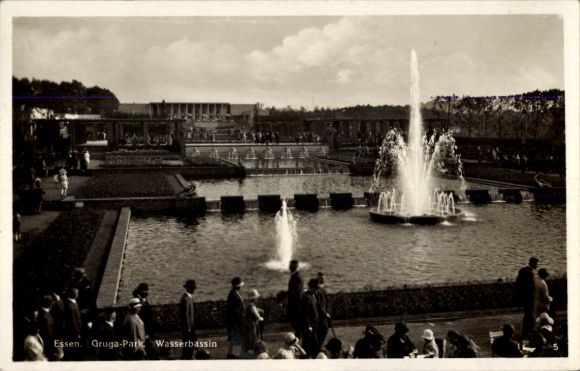 Ak Essen im Ruhrgebiet, Gruga Park, Wasserbassin