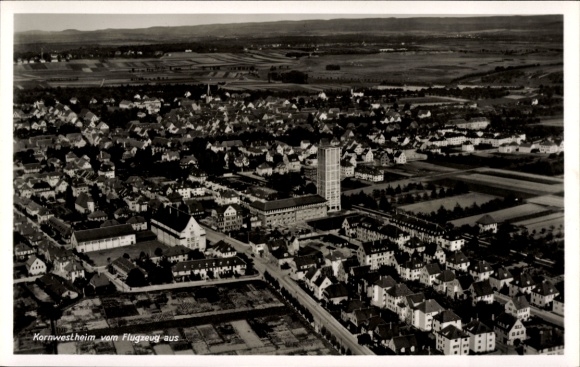 Postcard Kornwestheim in Württemberg, aerial photograph