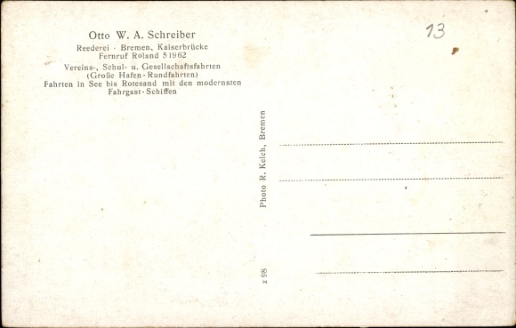 PC Weser steamer Germany, Hanseat, Otto WA Schreiber