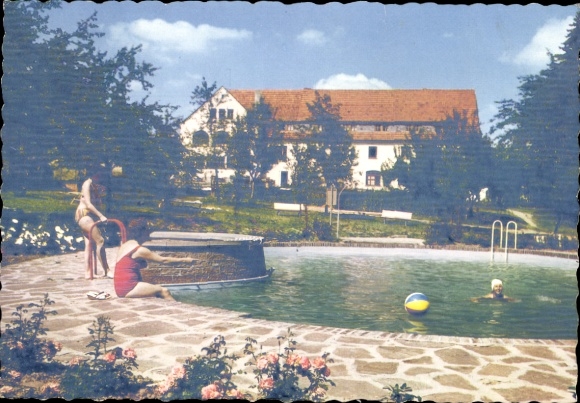 Postcard Rieneck in Spessart Lower Franconia, Guesthouse Gut Dürnhof, Swimming pool
