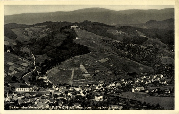 Postcard Durbach in Baden, aerial photograph