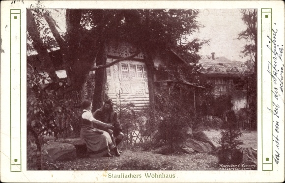 Postcard Ötigheim in the Black Forest, folk drama, Stauffacher&#39;s house
