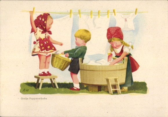 Artist Postcard Käthe Kruse Dolls, Large Doll Clothes