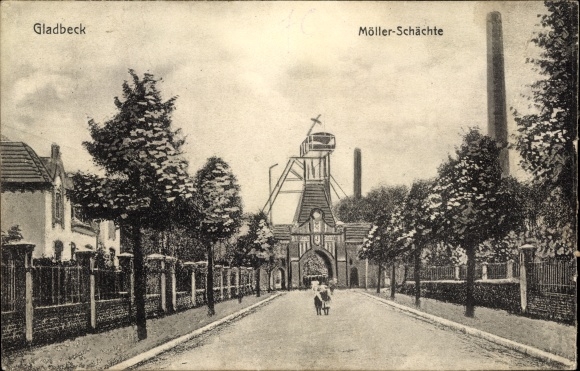 PC Gladbeck in the Ruhr area of North Rhine-Westphalia, Möller shafts, street view