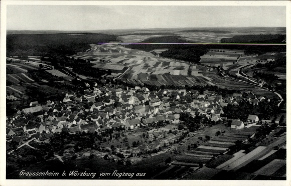 Postcard Greußenheim in Lower Franconia, aerial photograph