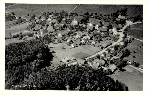 Postcard Mindelau Mindelheim in Unterallgäu, aerial photograph