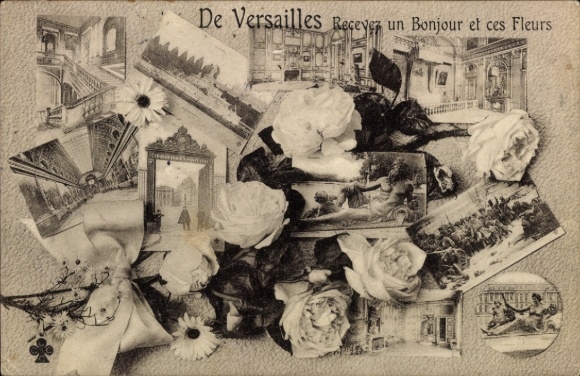 Ak Versailles Yvelines,  mit Blumen, Bildern von  Text in Französisch