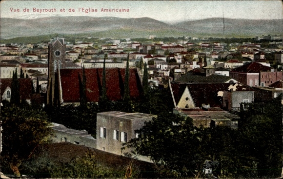 CPA Beyrouth Liban, Vue de Beyrouth et de l'Eglise Americaine