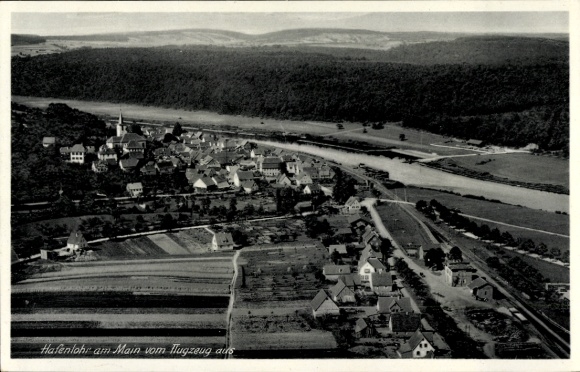 Postcard Hafenlohr am Main Lower Franconia, aerial photograph