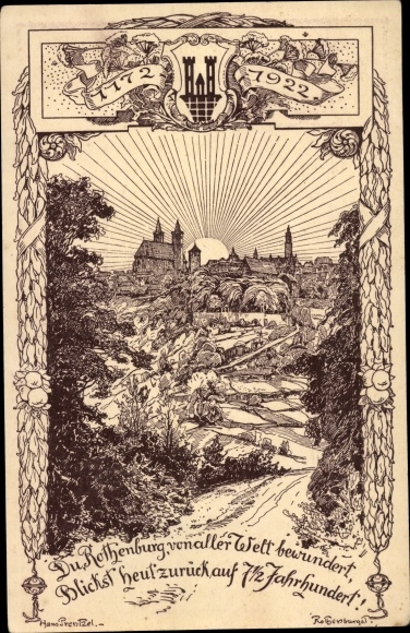 Postwaardekaart Rothenburg ob der Tauber Midden-Franken, 750-jarig jubileum 1922, PP 52 C 6