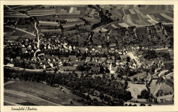Ak Sennfeld Adelsheim in Baden, Fliegeraufnahme