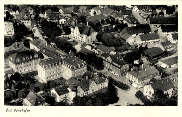 Postcard Bad Wörishofen in Unterallgäu, aerial view, city view, architecture, many roofs