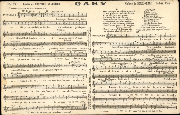 Song CPA Gaby, Paroles de Mortreuil et Joullot