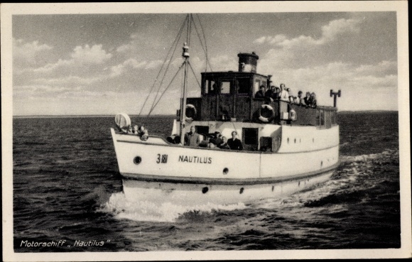Postcard motor ship Nautilus on the Baltic Sea
