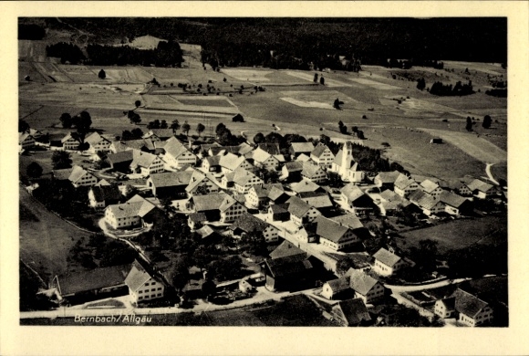 Postcard Bernbach Bidingen in Allgäu Swabia, aerial photograph