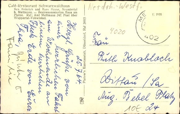 Postcard Erkrath in North Rhine-Westphalia, Inn Schwarzwaldhaus, Neandertal b. Mettmann