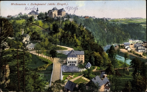 Ak Wolkenstein im Erzgebirge, Gesamtansicht