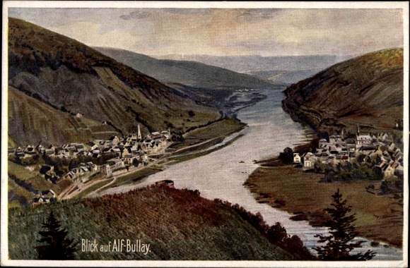 Postcard Bullay on the Mosel, Alf, Panorama