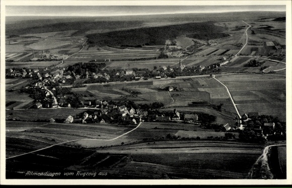 Ak Allmendingen in Württemberg, Luftaufnahme von  ländliche Landschaft,  Architektur
