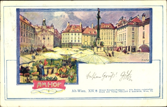 Artist PC Wilt, H., Vienna 1st inner city Austria, Am Hof, market square
