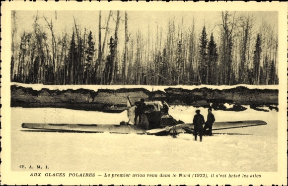 Postcard Aux Glaces Polaires, The first aircraft in the north 1922