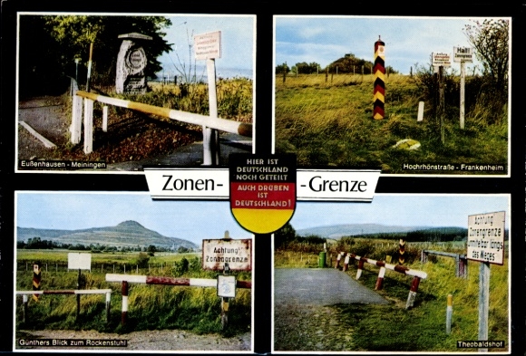 Postcard Zone Border, Hochrhönstraße, Frankenheim, Theobaldshof, Rockenstuhl, Eußenhausen