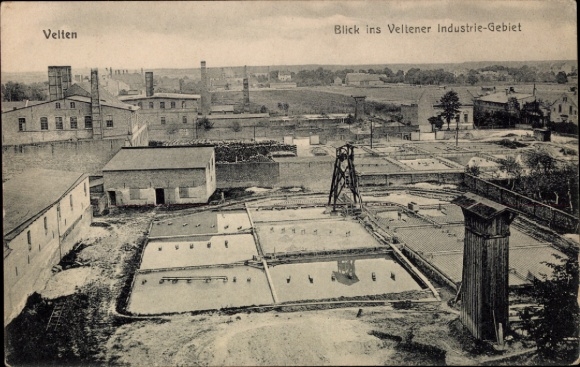 Postcard Velten in der Mark, industrial area, factory building