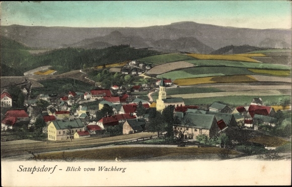 Ak Saupsdorf Sebnitz Saksen, panorama vanaf de Wachberg