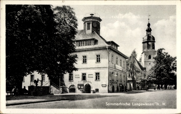 Ak Langewiesen Ilmenau Thüringer Wald, Rathaus, Ratskeller, Kirchturm