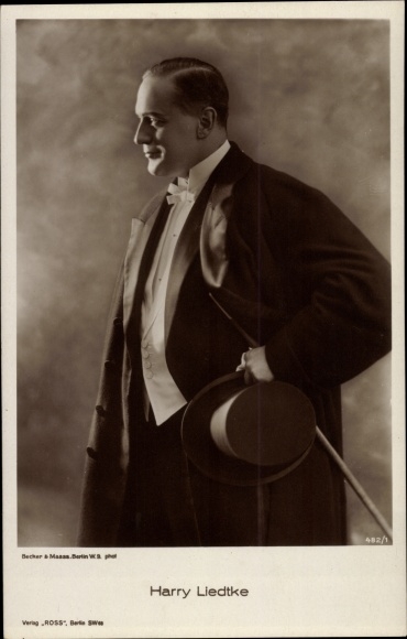 Postcard actor Harry Liedtke, Ross Verlag 482/1, cylinder
