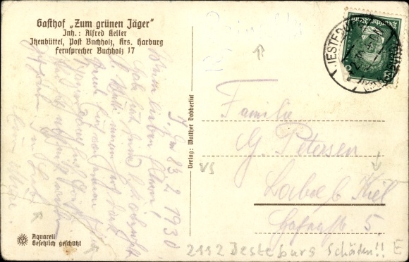 Artist PC Itzenbüttel Jesteburg in Lower Saxony, Gasthof Zum Grünen Jäger, poem