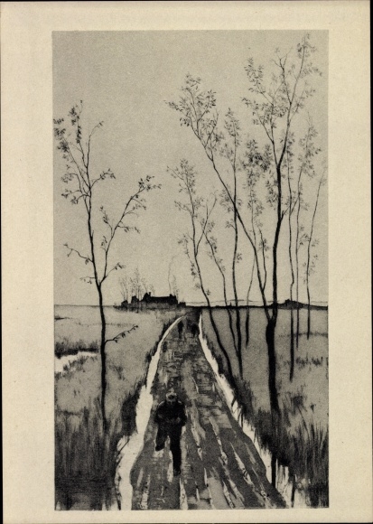 Artist Postcard Klinger, Max, Pursuit, Etched Sketches