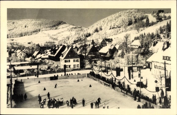 Ak Geising Ertsgebergte Altenberg, ijsbaan, winters uitzicht