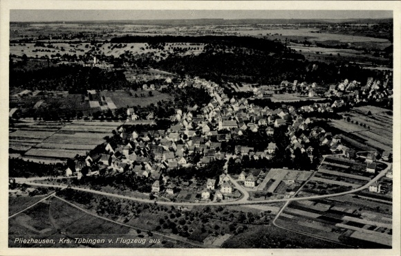Postcard Pliezhausen in Baden Württemberg, aerial photograph