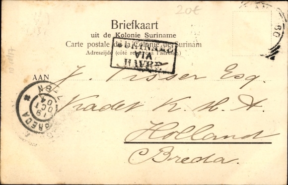 Postcard Paramaribo Suriname, Oranjestraat