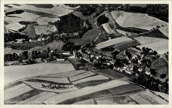 Postcard Bösenbrunn in Vogtland, aerial photograph